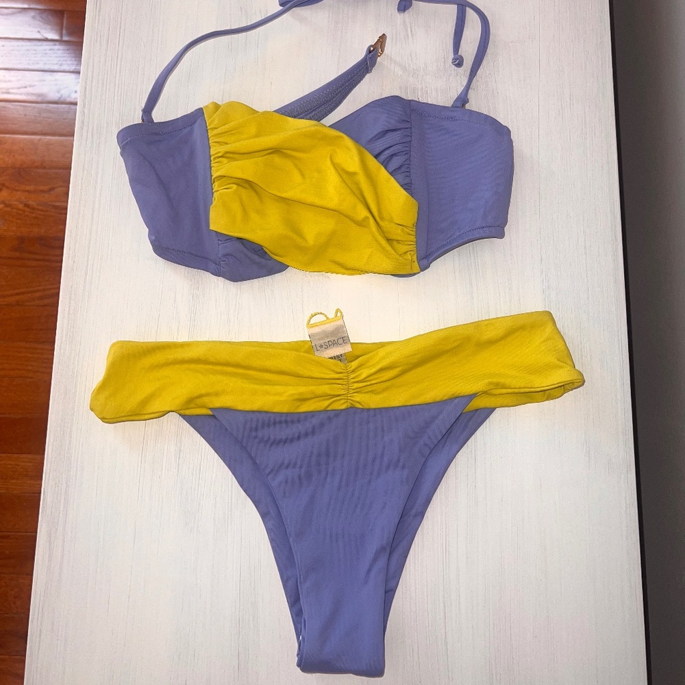 L*Space Blue and Green Swim Bitsy Cut Swim XS